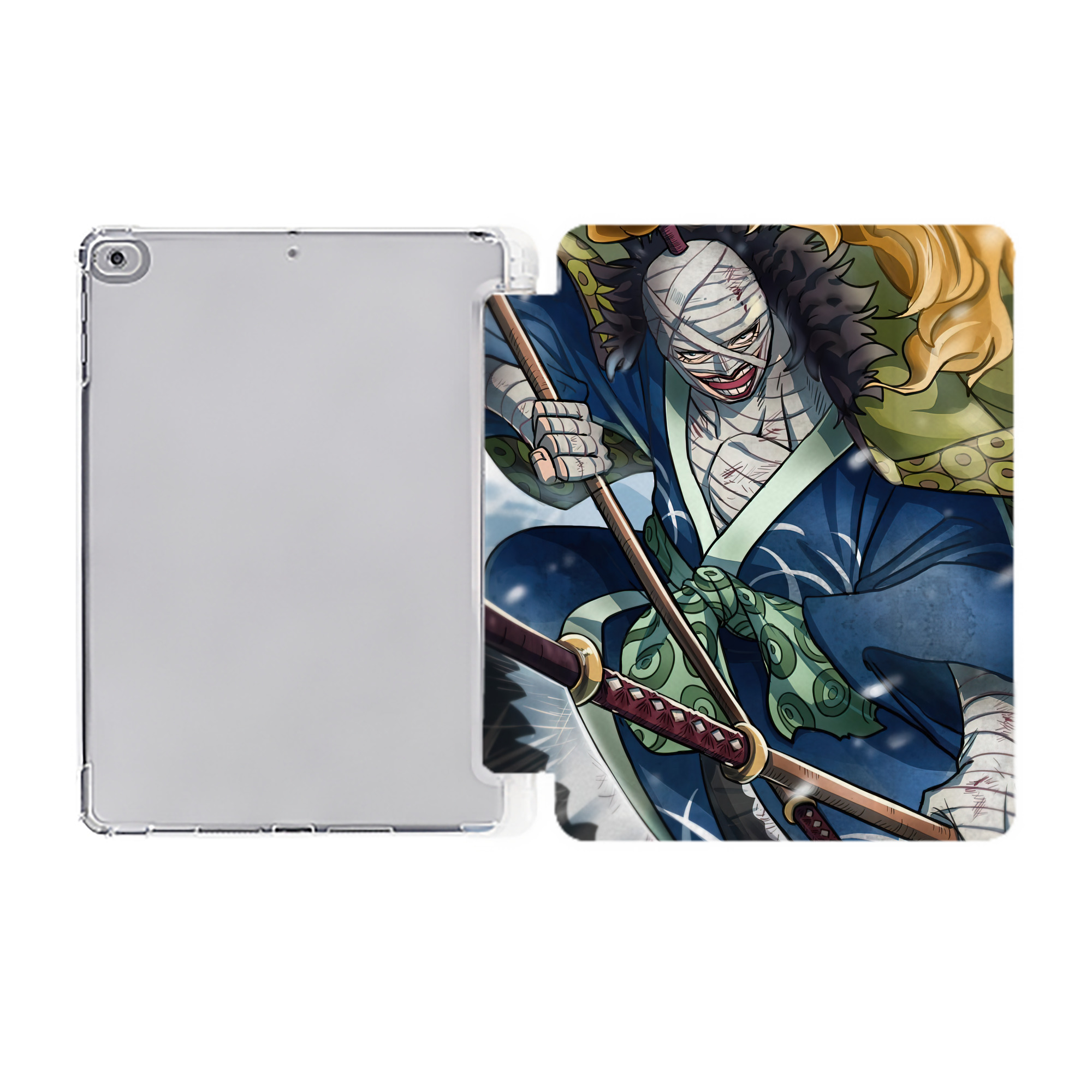 ワンピース ONE PIECE IPad ケース ペン収納付き 三つ折りスタンド PUレザー×シリコン 対応機種9.5/10.5/10.9インチ